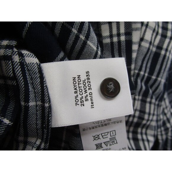 LL Bean Top 4 Wool Blend Signature Tunic Flannel Shirt Band Collar - Picture 10 of 11